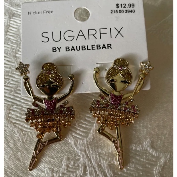 New On Cards Sugarfix Baublebar Ballet Dancer Pierced Earrings Two Pair - Picture 2 of 3